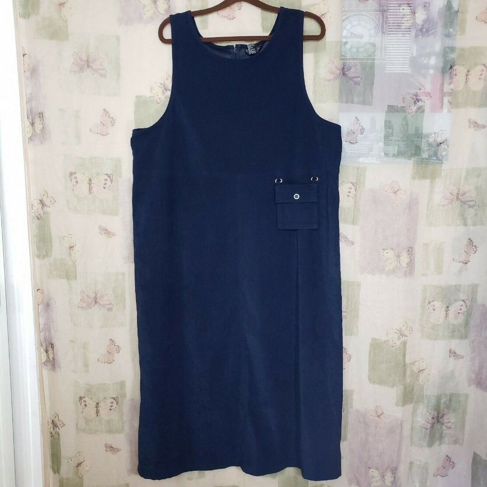 Blue velour sleeveless long straight dress